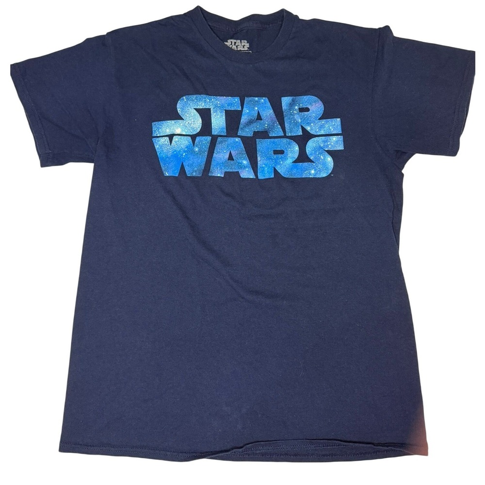 Star Wars Graphic Tee Men M Navy Blue Galaxy Nebula Logo Space Shirt